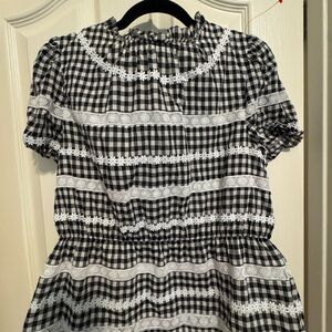 J. Crew Black and White Checkered Blouse